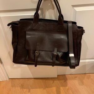 Inpell hand made in Italy leather brown large duffel bag NEW